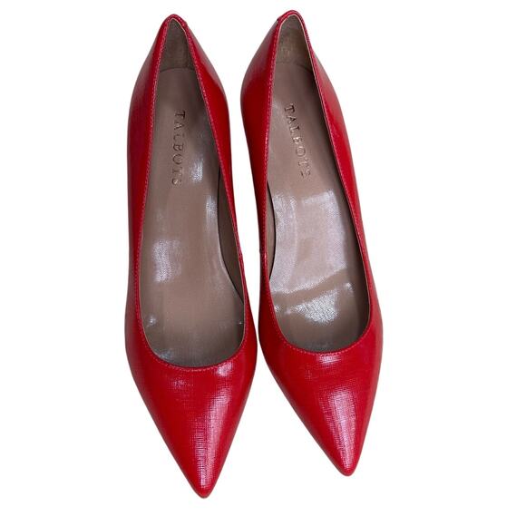 Talbots red leather pumps textured ladies US size 7.5B kitten heels career shoes - Picture 2 of 10